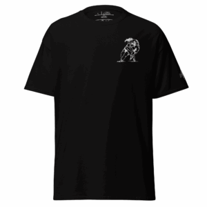 T-shirt – Le plaquage<br>Noir & Broderie Blanche