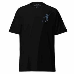 T-shirt – La pénalité<br>Noir & Broderie Turquoise