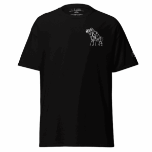 T-shirt – La mélée<br>Noir & Broderie Blanche