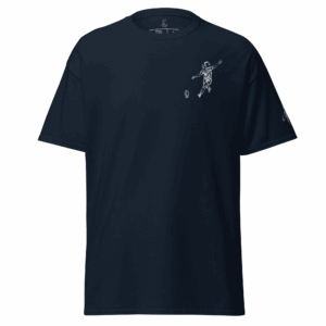 T-shirt – La pénalité<br>Bleu & Broderie Blanche