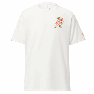 T-shirt – Le plaquage<br>Blanc & Broderie Orange