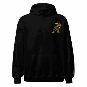 Sweat – Le plaquage<br>Noir & Broderie Jaune