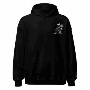 Sweat – Le plaquage<br>Noir & Broderie Blanche