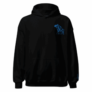 Sweat – La mélée<br>Noir & Broderie Turquoise