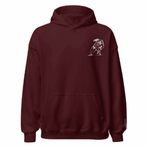 Sweat – Le plaquage<br>Marron & Broderie Blanche