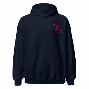 Sweat – La mélée<br>Bleu & Broderie Rose