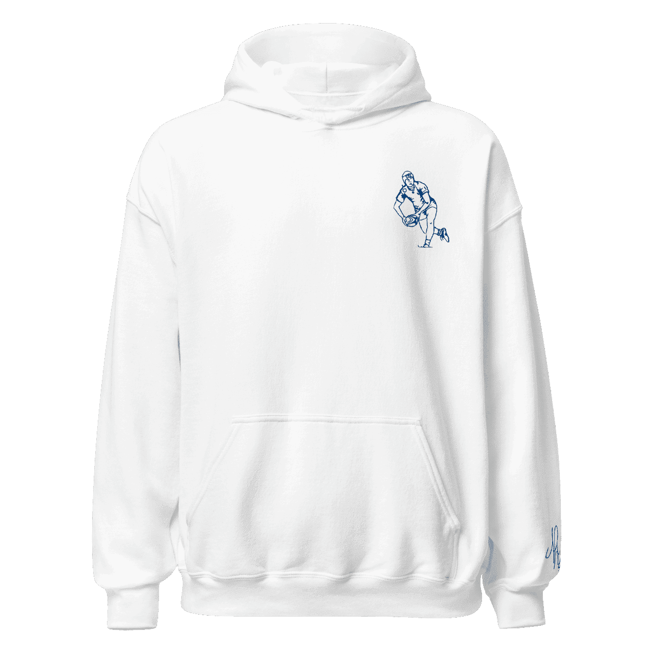 Sweat – La passe<br>Blanc & Broderie Bleue