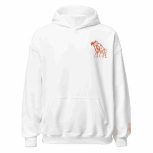 Sweat – La mélée<br>Blanc & Broderie Orange