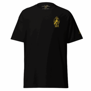 T-shirt – Le lancer<br>Noir & Broderie Jaune