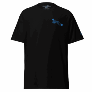 T-shirt – L'essai<br>Noir & Broderie Turquoise