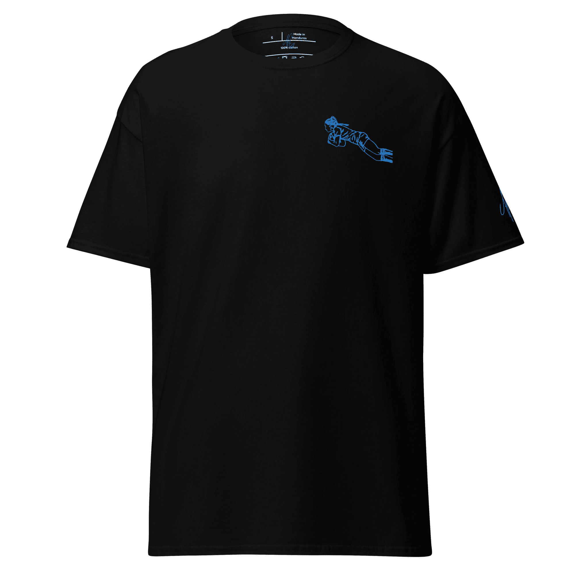 T-shirt – L'essai<br>Noir & Broderie Turquoise