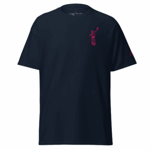 T-shirt – Le lift<br>Bleu & Broderie Rose