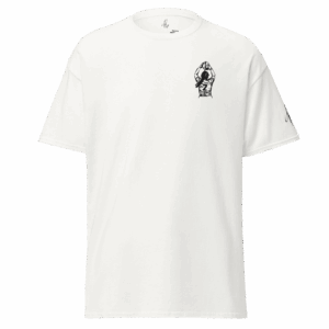 T-shirt – Le lancer<br>Blanc & Broderie Noire